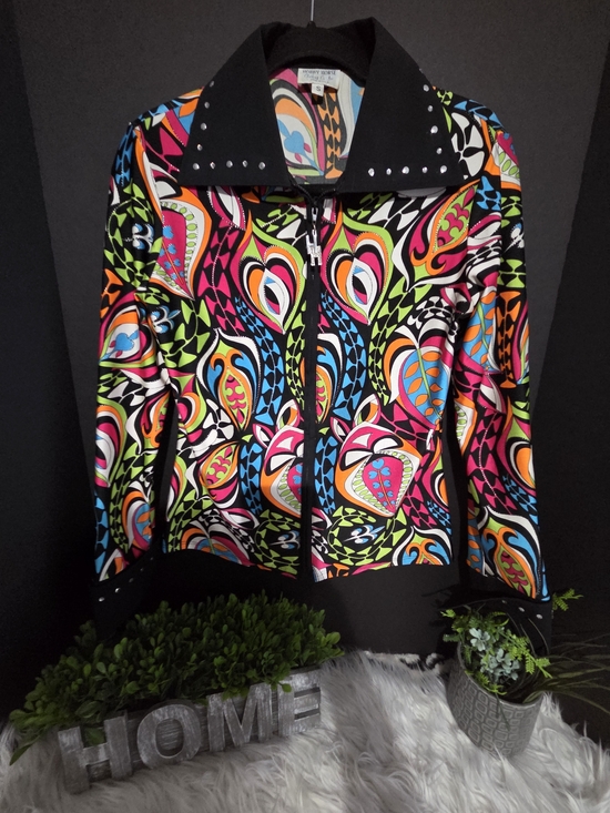 Hobby Horse Jackets & Blazers - VTG Esquestian Western Show Stud-Trim Multicolor Pattern Jacket - Women, Size S